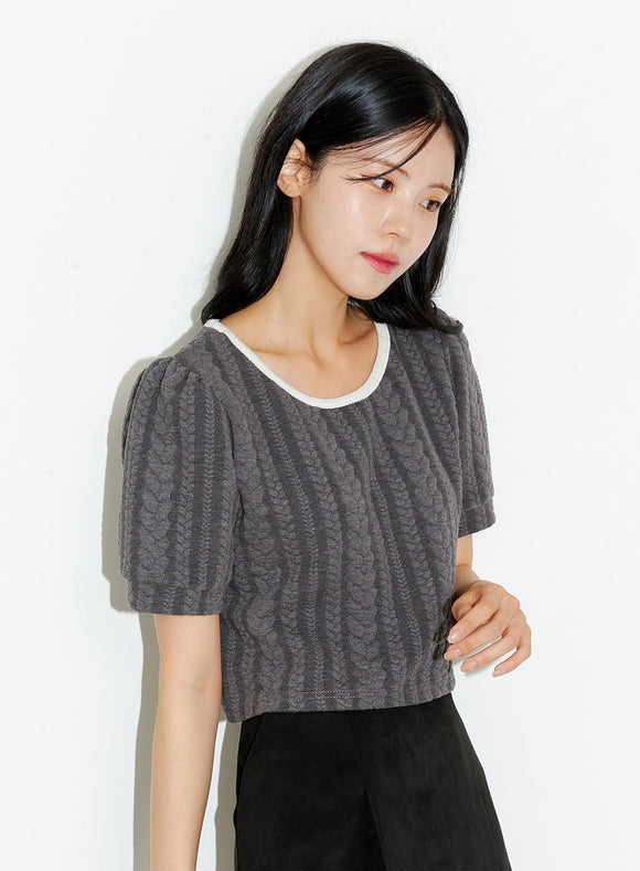 U-Neck Cable Knit Sweater ON320