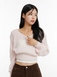 V-Neck Crop Open Body Sweater ON320