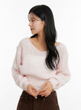 V-Neck Crop Open Body Sweater ON320