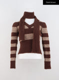 Stripe V-Neck Sweater with Scarf CN317