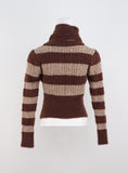 Stripe V-Neck Sweater with Scarf CN317