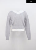 V-Neck Crop Open Body Sweater ON320