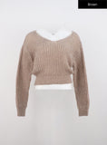 V-Neck Crop Open Body Sweater ON320